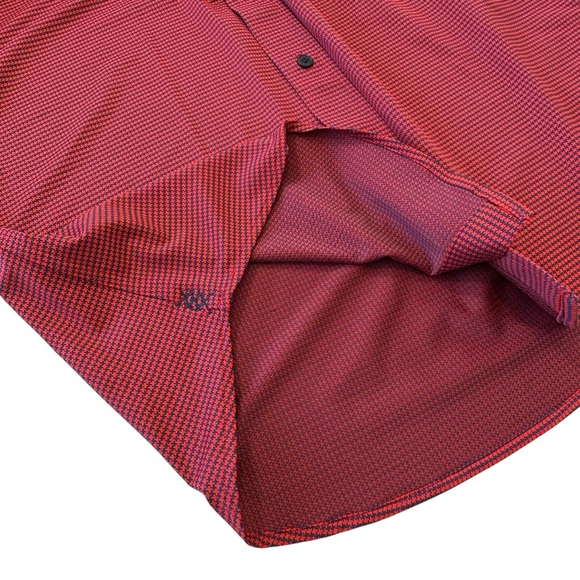 Rhone Mens Commuter Red Blue Houndstooth Pattern Performance Stretch Shirt, M - Picture 8 of 10